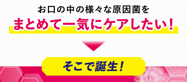 お口の中の様々な原因菌をまとめて一気にケアしたい！そこで誕生