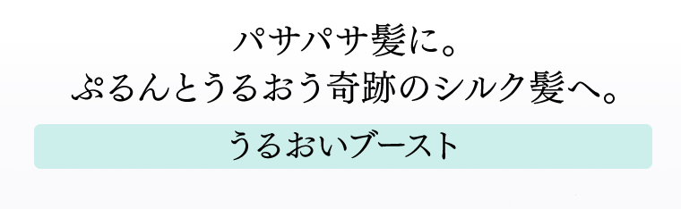 パサパサ髪に。ぷるんとうるおう奇跡のシルク髪へ。【うるおいブースト】