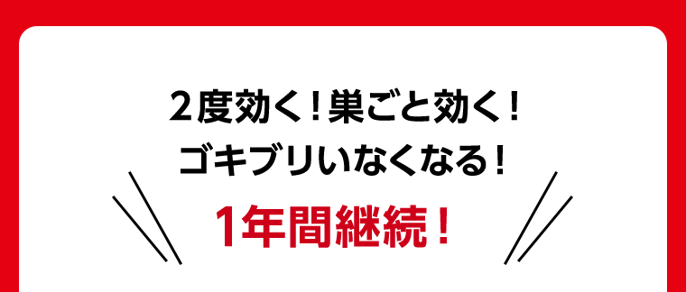 2度効く！巣ごと効く！ゴキブリいなくなる！1年間継続！