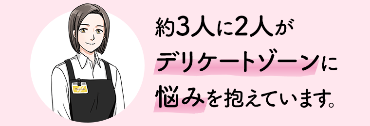 約3人に2人がデリケートゾーンに悩みを抱えています。
