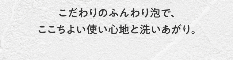 こだわりのふんわり泡で、ここちよい使い心地と洗いあがり。