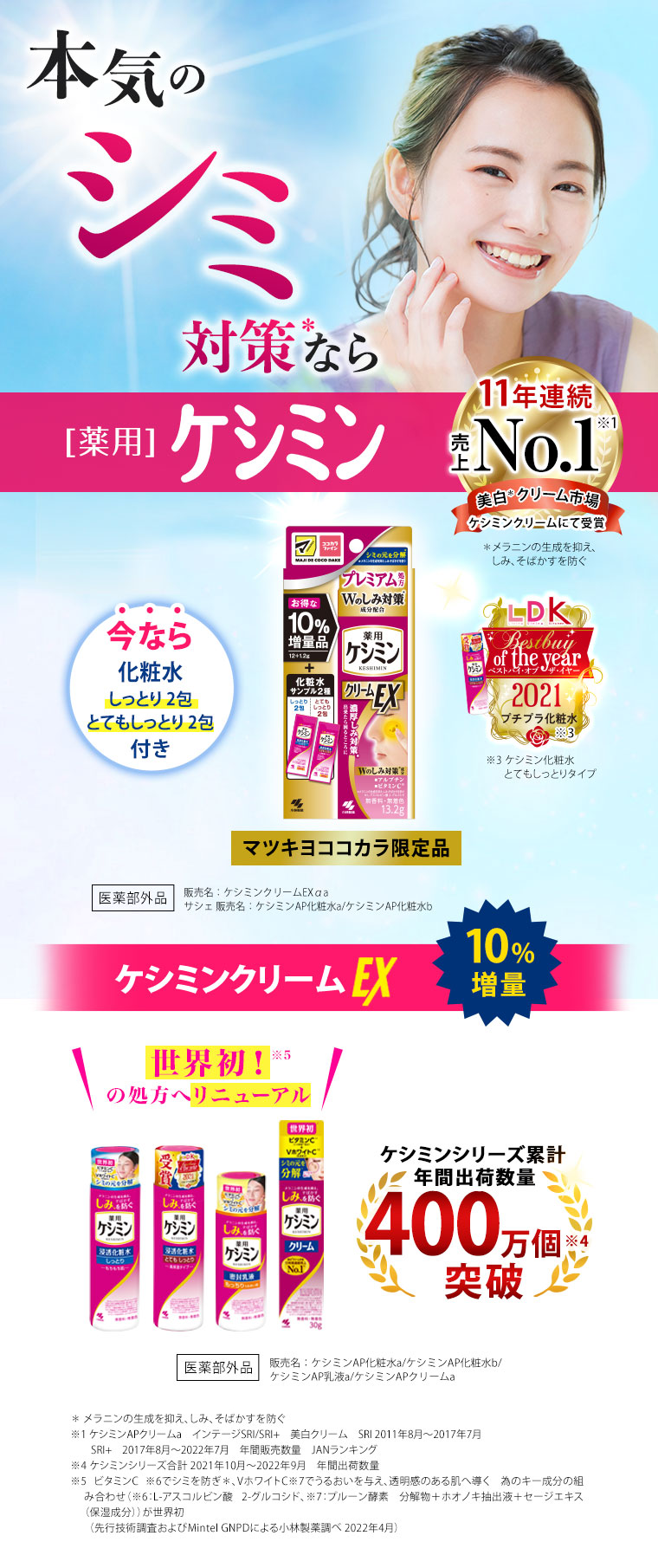 今なら、化粧水付き&10%増量】ケシミンクリームEXが数量限定発売