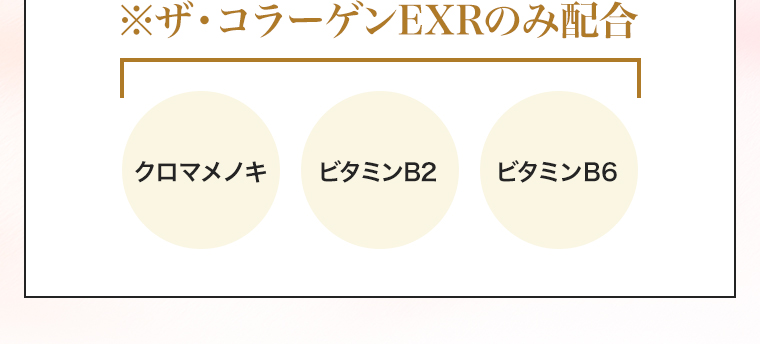 ※ザ・コラーゲンEXRのみ配合 クロマメノキ ビタミンB2 ビタミンB6