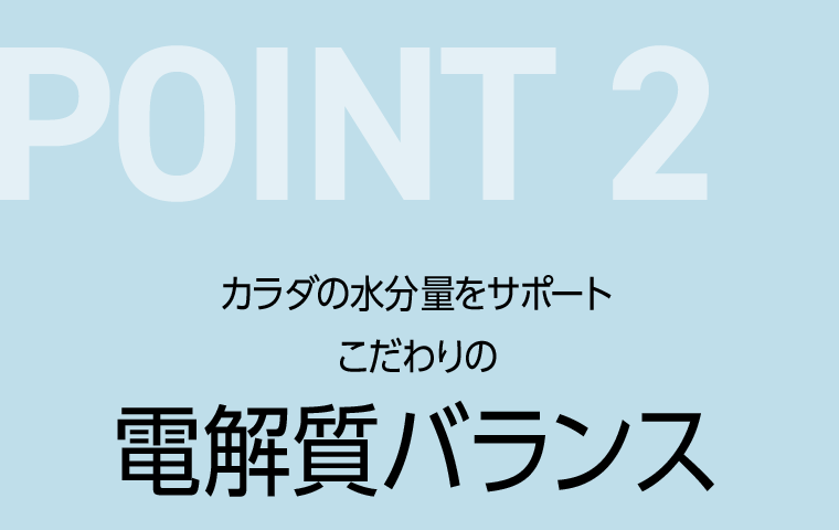 POINT 2　カラダの水分量をサポート　こだわりの電解質バランス