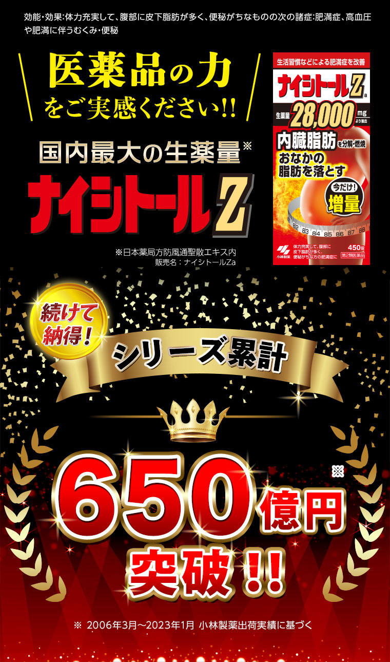 医薬品の力をご実感ください！！国内最大の生薬量ナイシトールZa