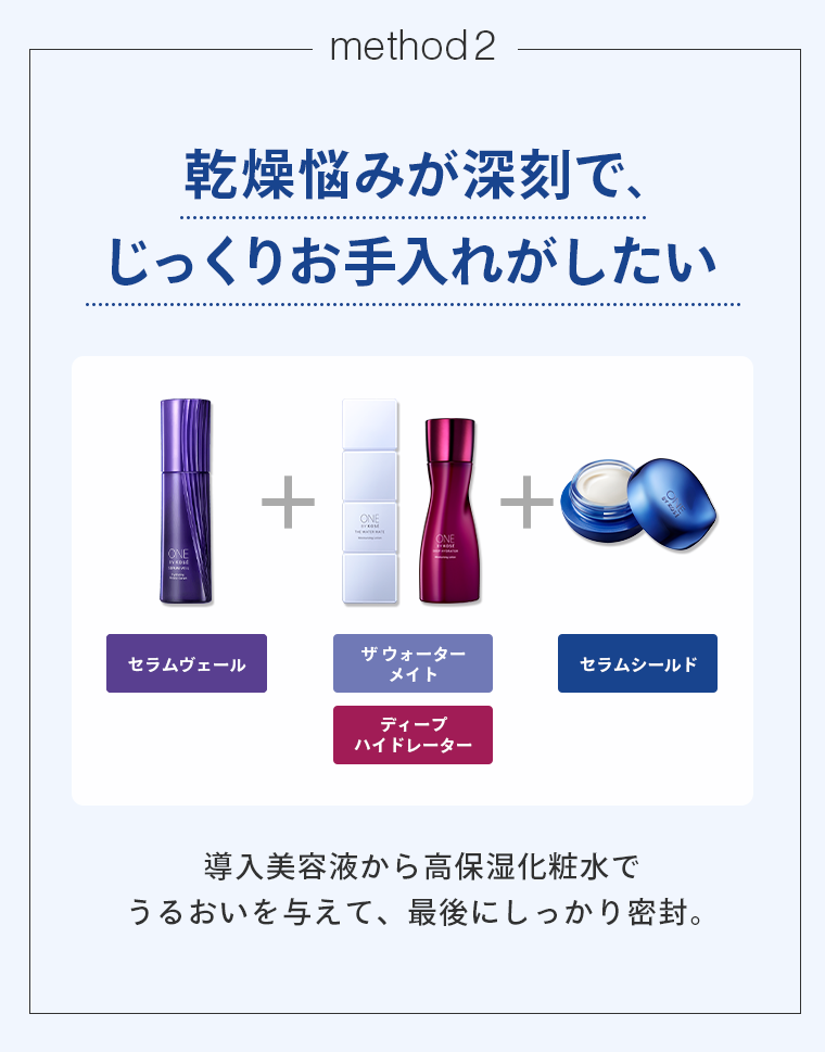 method2 乾燥悩みが深刻で、じっくりお手入れがしたい