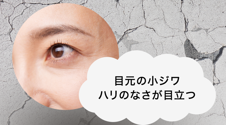目元の小ジワハリのなさが目立つ