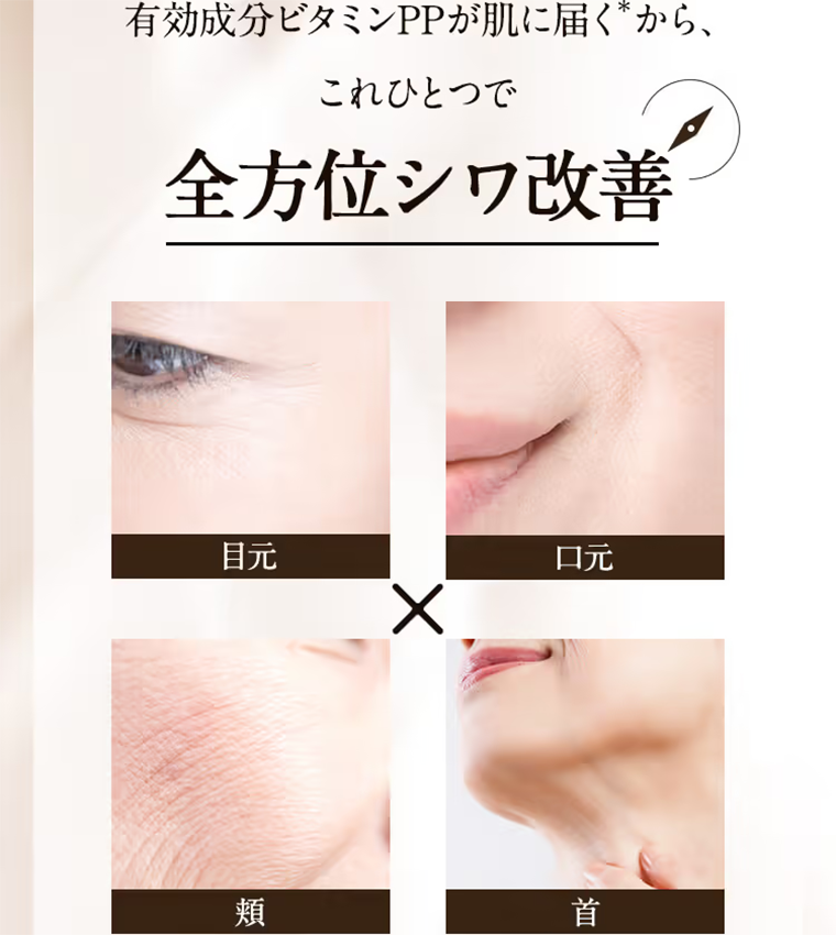 有効成分ビタミンPPが肌に届くから、これひとつで全方位シワ改善
