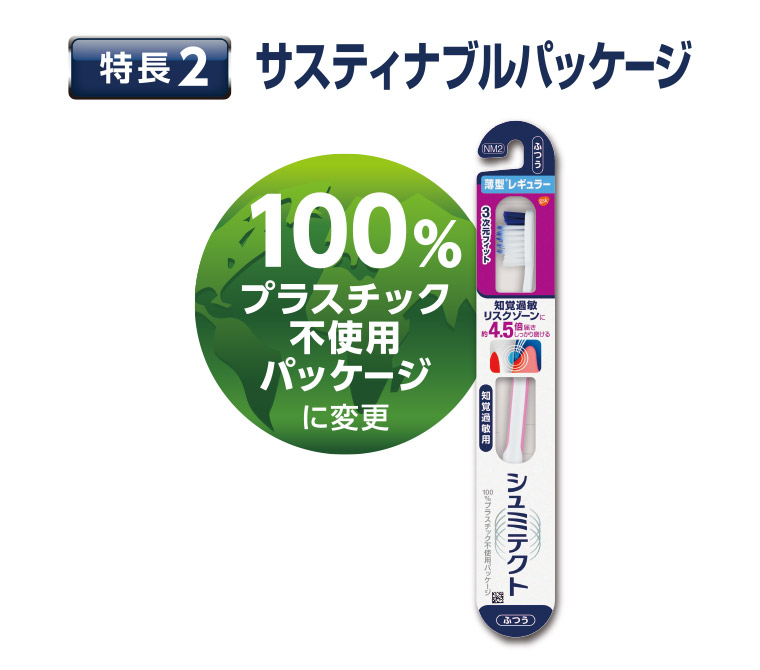 特長2 サスティナブルパッケージ100%プラスチック不使用パッケージに変更
