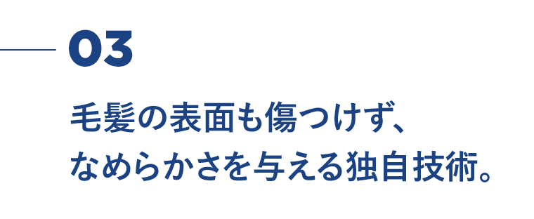 03　毛髪の表面を傷つけず、なめらかさを与える独自技術。
