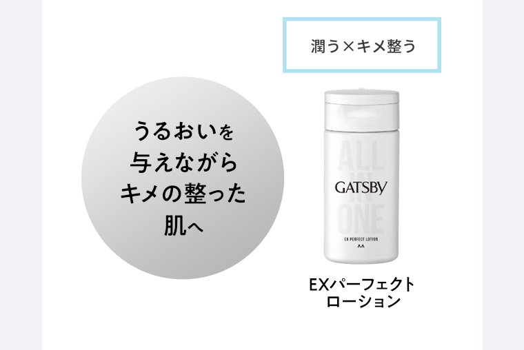 うるおいを与えながらキメの整った肌へ 潤う×キメ整う GATSBY EXパーフェクトローション