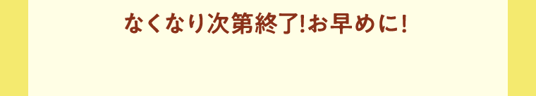 なくなり次第終了!お早めに!