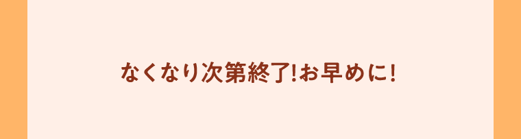 なくなり次第終了!お早めに!