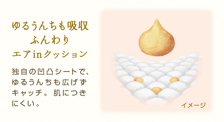 ゆるうんちも吸収 ふんわりエアinクッション