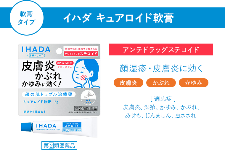 軟膏タイプ イハダ キュアロイド軟膏 アンテドラッグステロイド 顔湿疹・皮膚炎に効く
