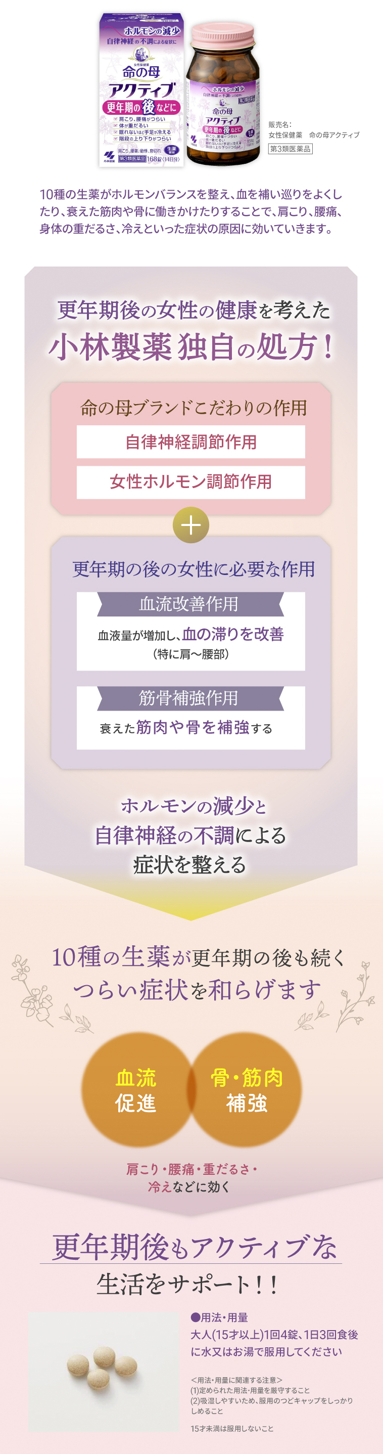 更年期後の女性の健康を考えた小林製薬独自の処方