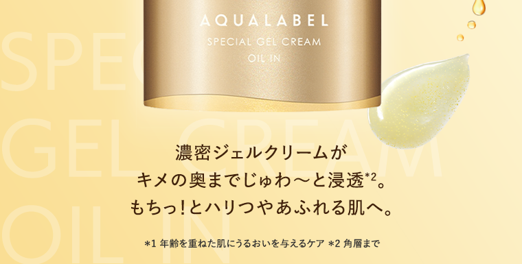濃密ジェルクリームがキメの奥までじゅわ〜と浸透※2。もちっ！とハリつやあふれる肌へ。