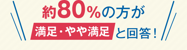 約80%の方が満足・やや満足と回答！