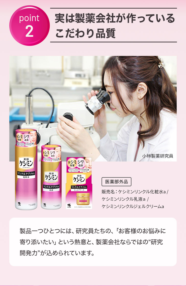 point2 実は製薬会社が作っているこだわり品質