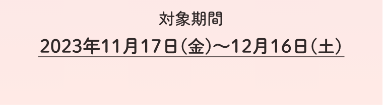キャンペーン期間2023.11.17(金)～2023.12.16(土)