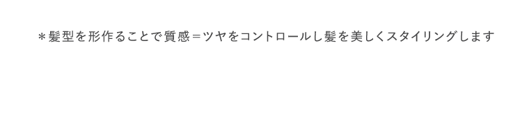 * 髪型を形作ることで質感＝ツヤをコントロールし髪を美しくスタイリングします