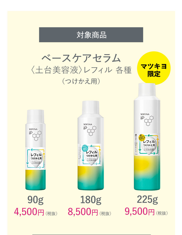 対象商品　ベースケアセラム〈土台美容液〉レフィル 各種つけかえ用）