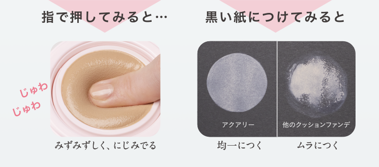 指で押してみると…みずみずしく、にじみでる 黒い紙につけてみると均一につく