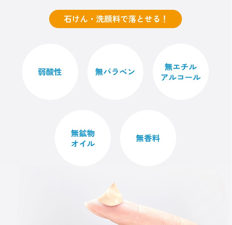 石けん・洗顔料で落とせる！