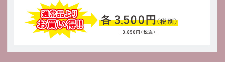 通常品よりお買い得!! 各3,500円 (税別) [ 3,850円 (税込)]
