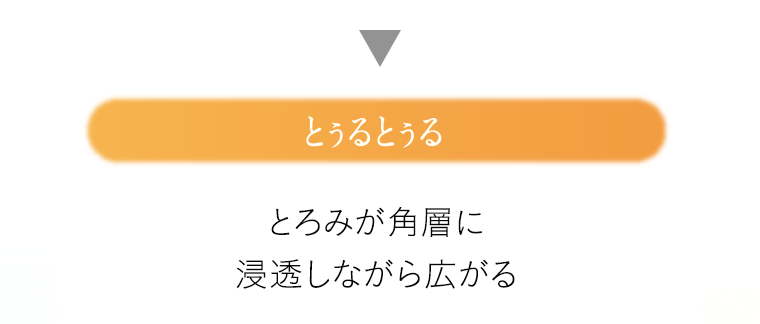 とぅるとぅる　とろみが角層に浸透しながら広がる