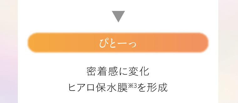 ぴとーっ　密着感に変化　ヒアロ保水膜※3を形成