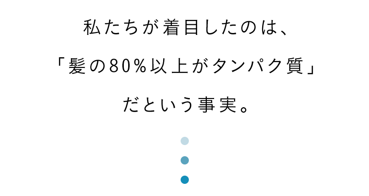 私たちが着目したのは、「髪の80％以上がタンパク質」だという事実。