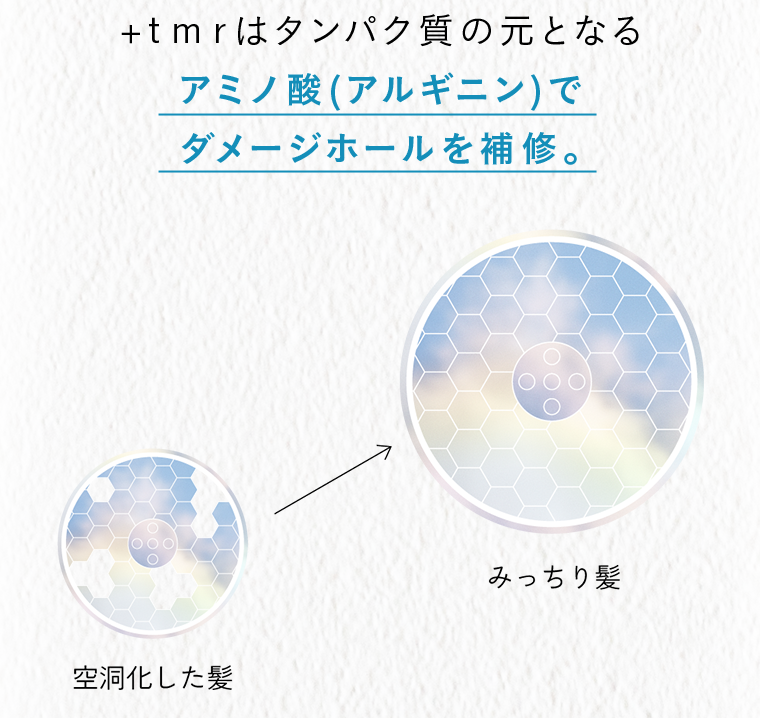 アミノ酸（アルギニン）でダメージホールを補修。
