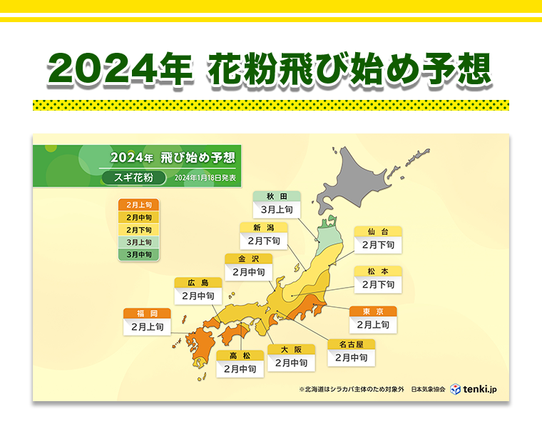 2024年 花粉飛び始め予想