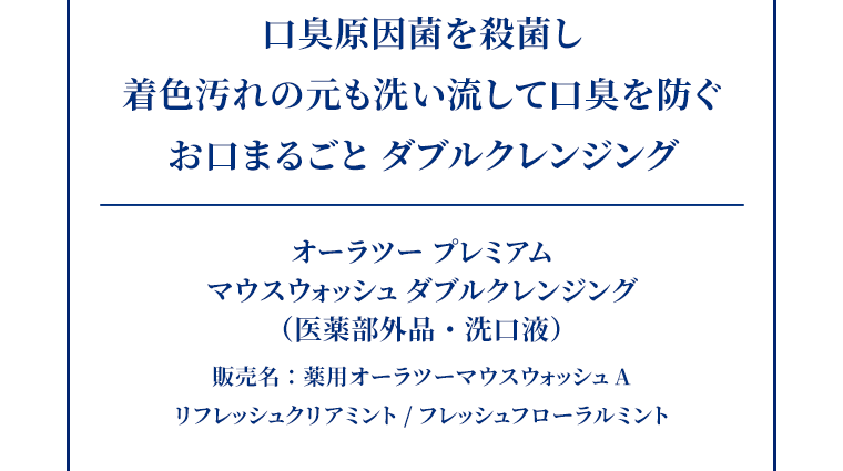 口臭原因菌を殺菌し着色汚れの元も洗い流して口臭を防ぐお口まるごとダブルクレンジング