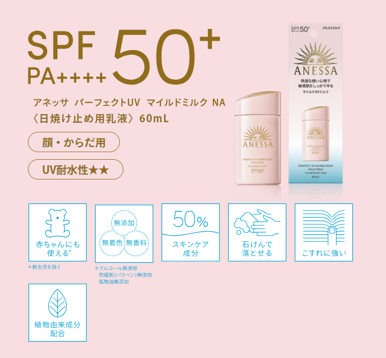 SPF PA++++50+ アネッサ パーフェクトUV マイルドミルク NA