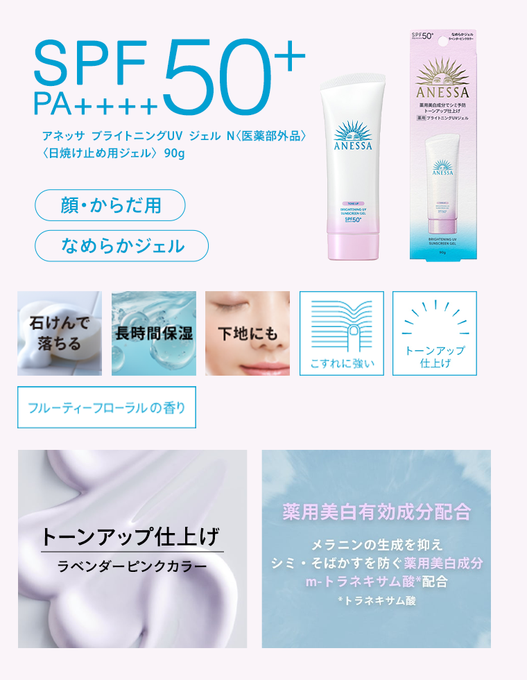 SPF PA++++50+ アネッサ ブライトニングUV ジェル N