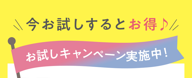 今お試しするとお得♪ お試しキャンペーン実施中！