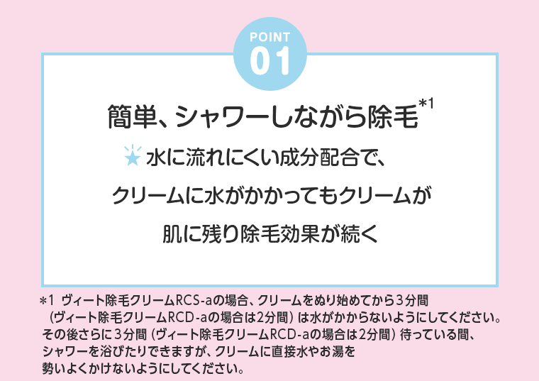POINT 1　簡単、シャワーしながら除毛