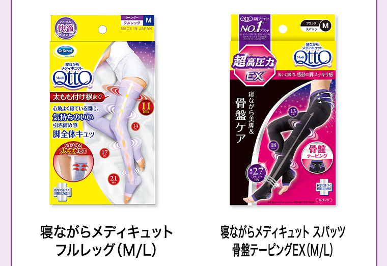 寝ながらメディキュットフルレッグ（M／L）　寝ながらメディキュット スパッツ骨盤テーピングEX（M／L）