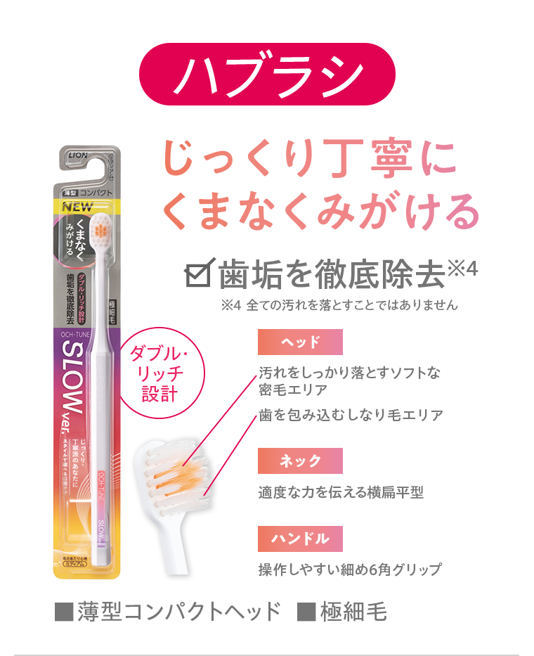 ハブラシ　じっくり丁寧にくまなくみがける