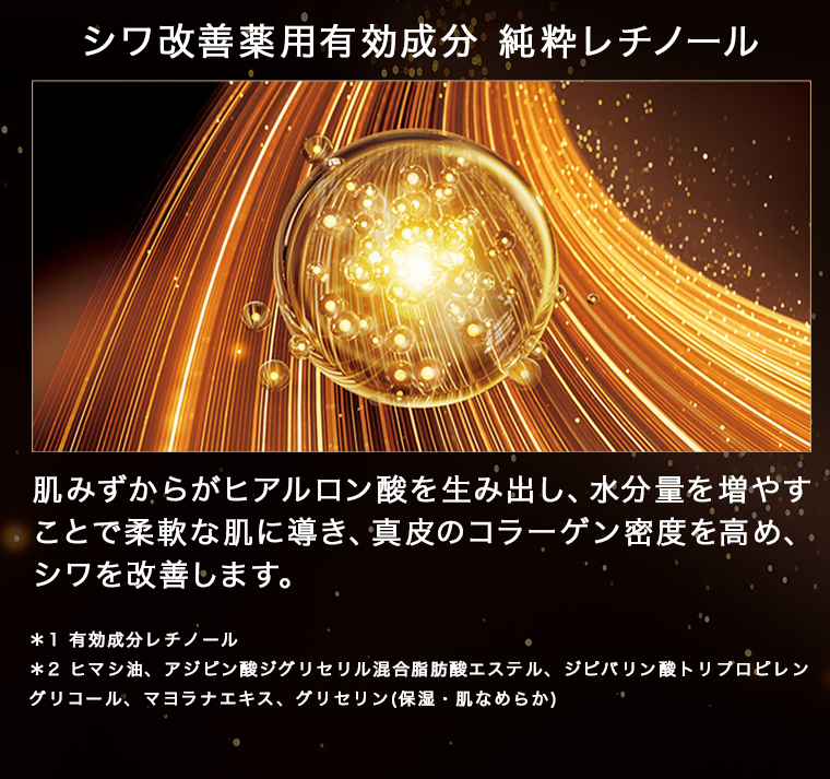 シワ改善薬用有効成分　純粋レチノール
