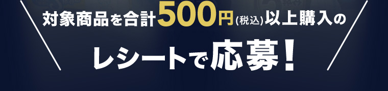 対象商品を合計500 円(税込)以上購入のレシートで応募!