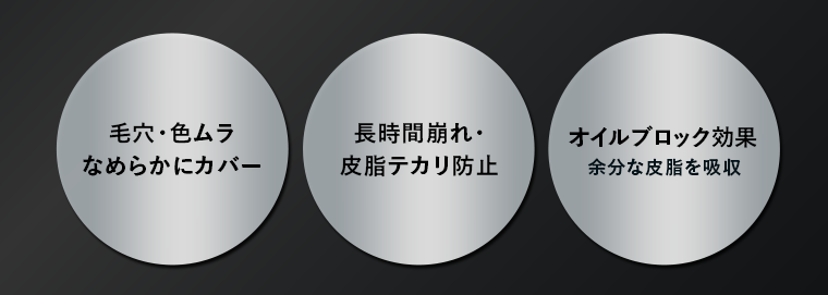 毛穴・色ムラ なめらかにカバー　長時間崩れ・皮脂テカリ防止　オイルブロック効果