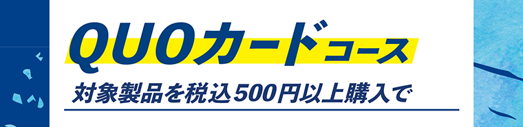 QUOカードコース　対象製品を税込500円以上購入で