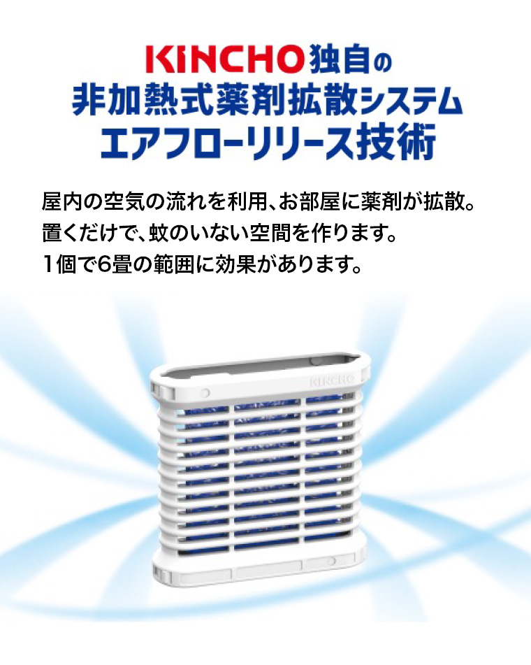 KINCHO独自の非加熱式薬剤拡散システム エアフローリリース技術