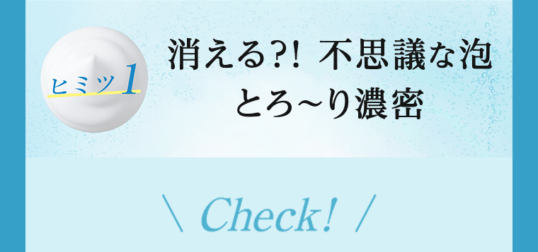 ヒミツ１　消える？！不思議な泡とろ～り濃密