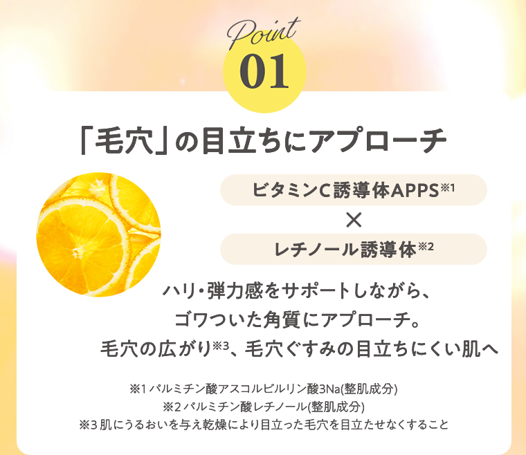Point01　「毛穴」の目立ちにアプローチ