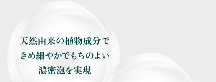 天然由来の植物成分できめ細やかでもちのよい濃密泡を実現