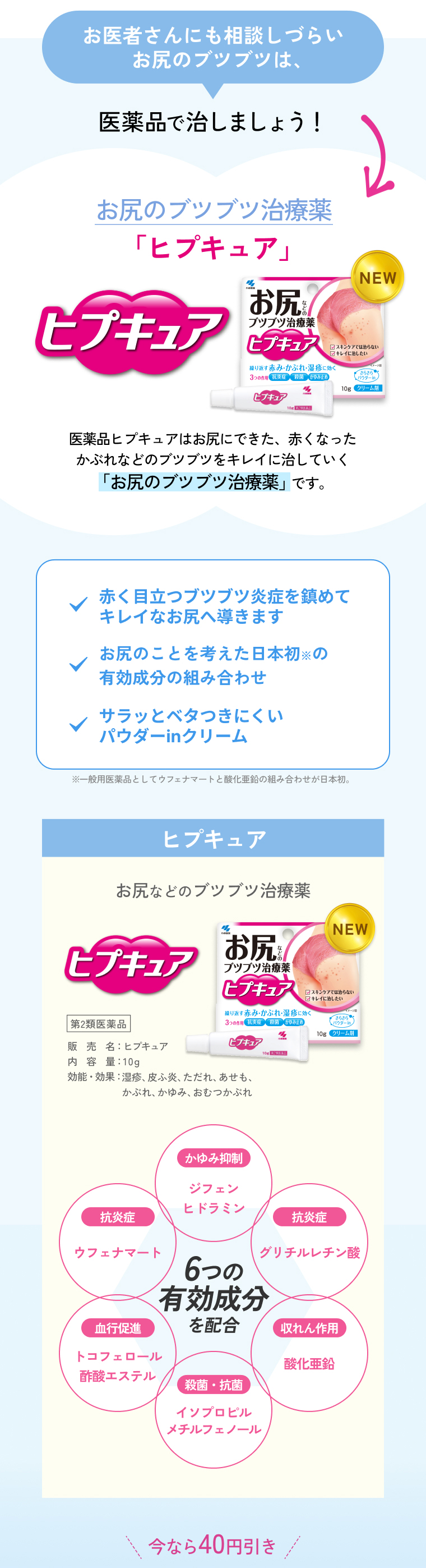 お医者さんにも相談しづらいお尻のブツブツは、医薬品で治しましょう！